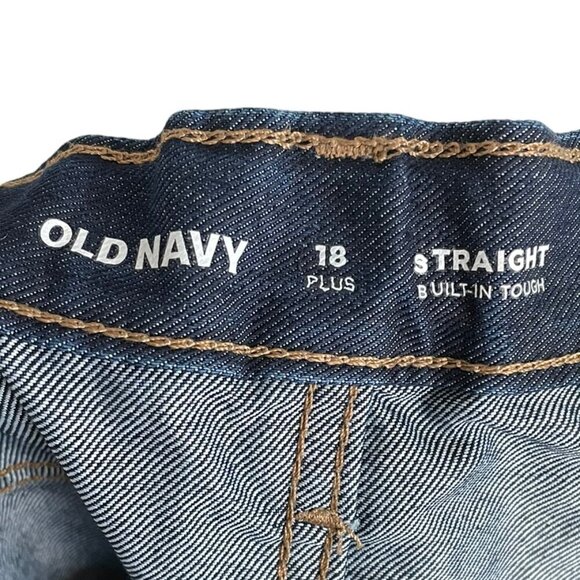 NWT OLD NAVY Boys Size 18 Plus, Dark Wash Straight Leg Jeans Built-In Flex Waist - Picture 7 of 14